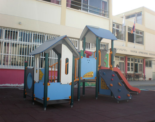 The playground equipment donated to the Larnaca Narek school